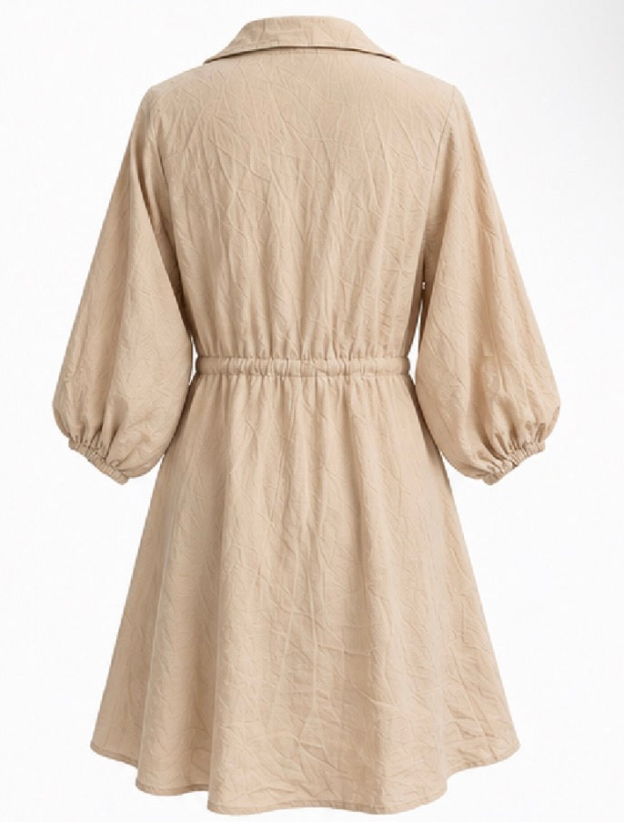 Beige Utility Shirt Dress
