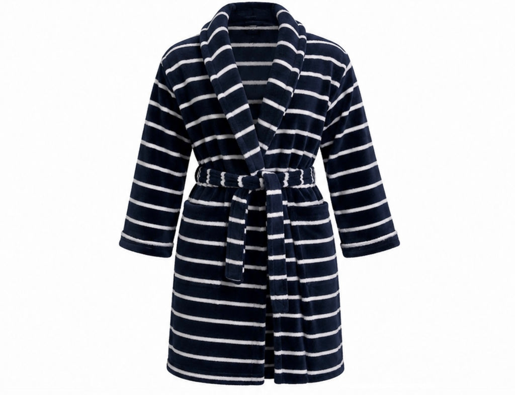 Navy & White Striped Dressing Gown