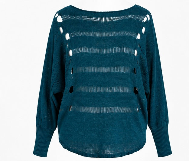 Teal Distressed Knit Jumper