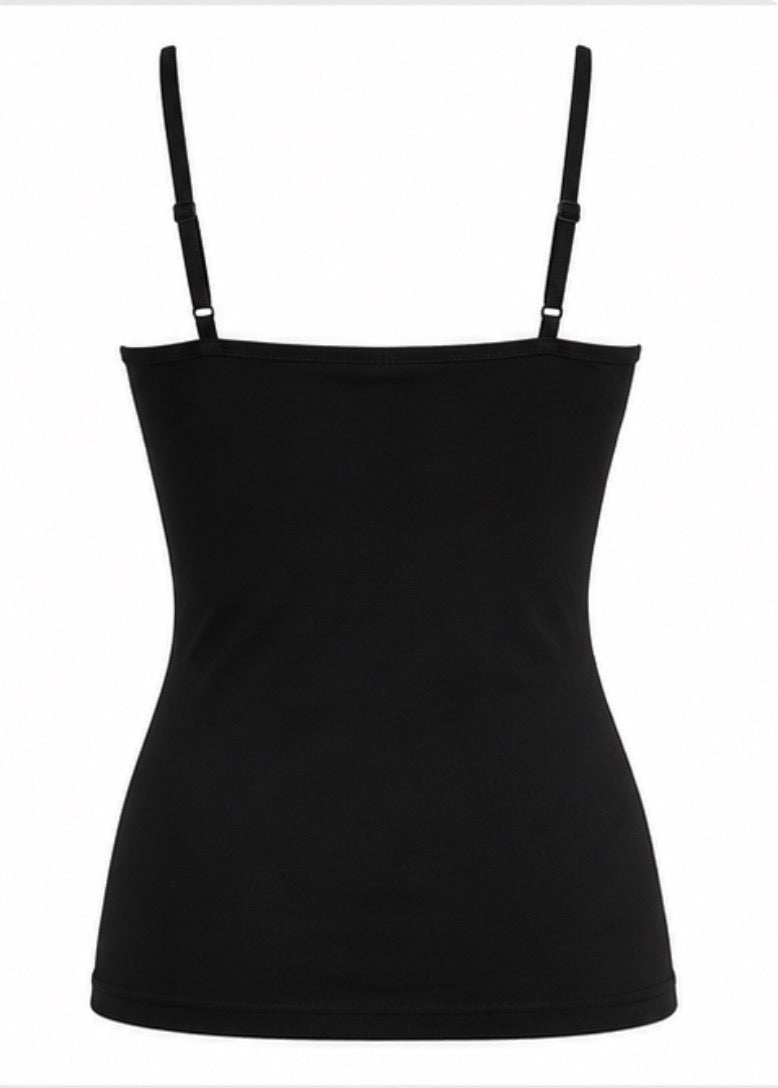 Black Fitted Cami Singlet Top