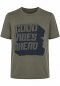 Khaki “Good Vibes Ahead” Graphic T-Shirt
