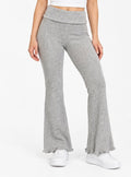 Grey Ribbed Flare Pants