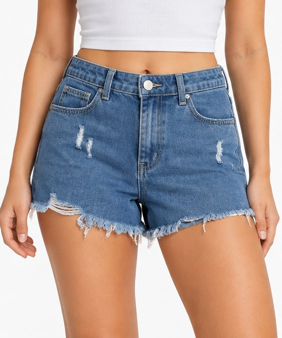 Cider Distressed Denim Shorts
