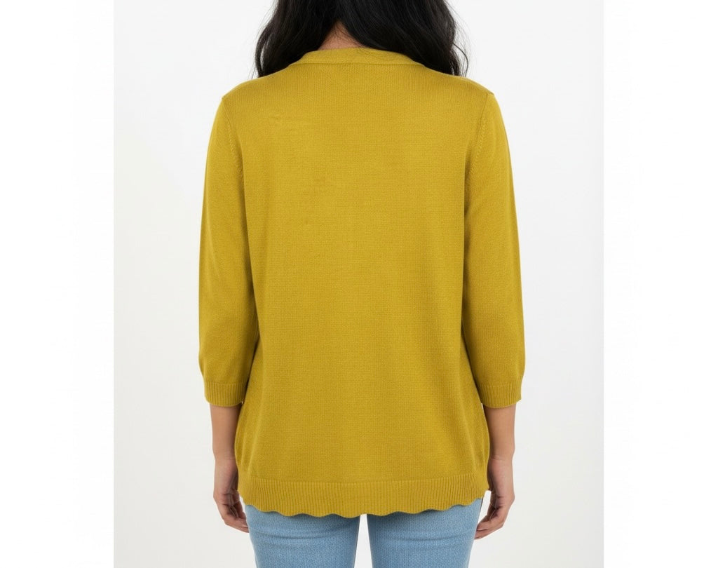 Mustard Yellow Open Knit Cardigan