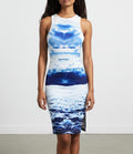 Blue Ocean Print Bodycon Dress