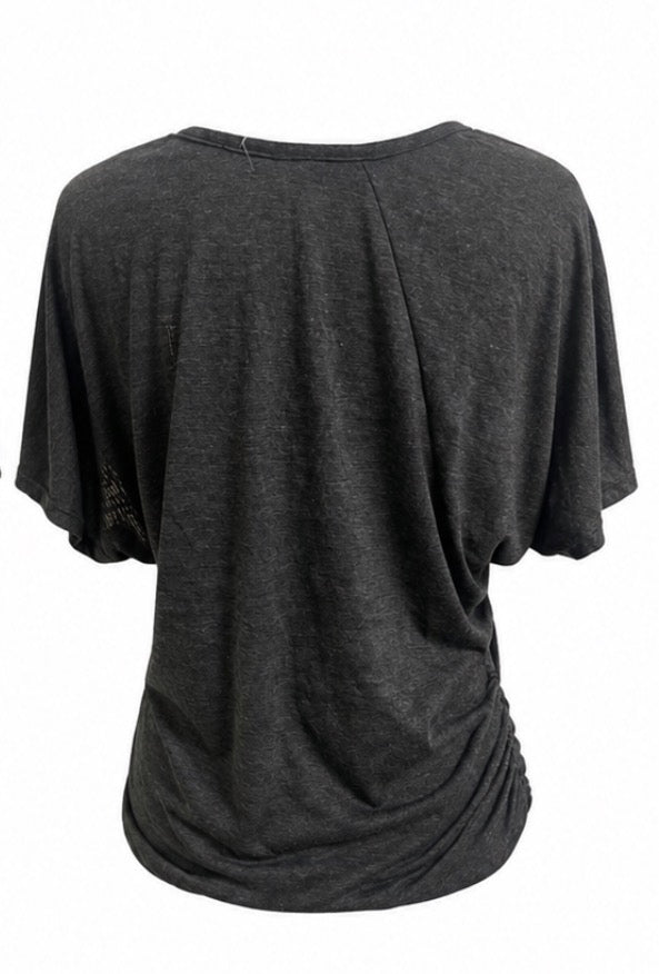 Charcoal Ruched Side Top