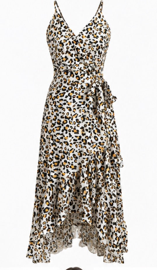 Belladonna Leopard Print Wrap Midi Dress