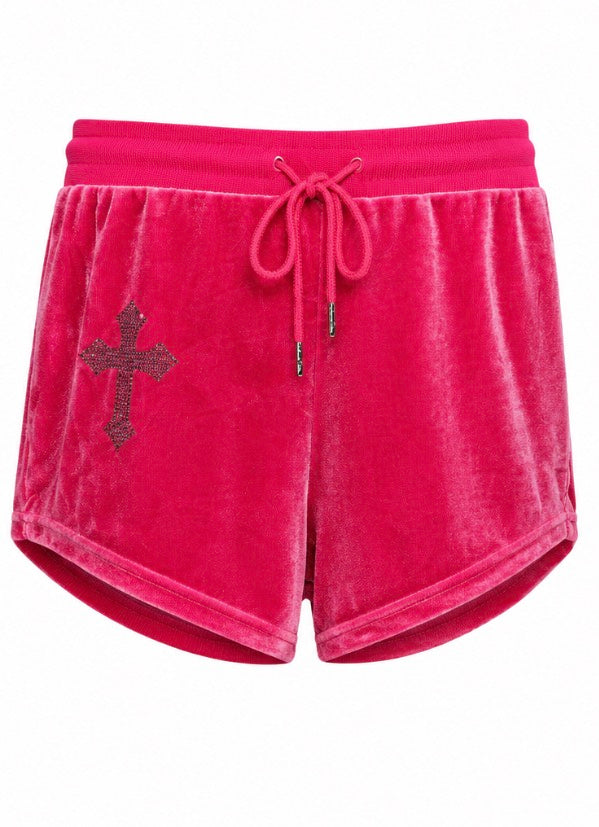 Hot Pink Velvet Shorts