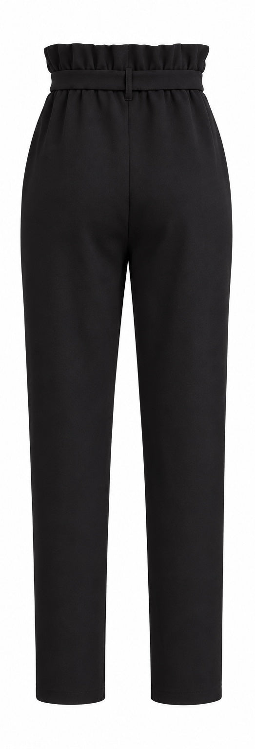 Black Paperbag Waist Tie Pants