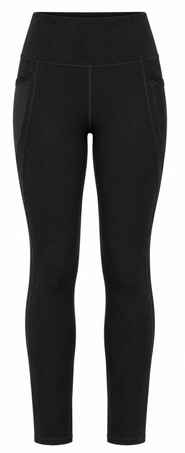 Black Ribbed Active Leggings
