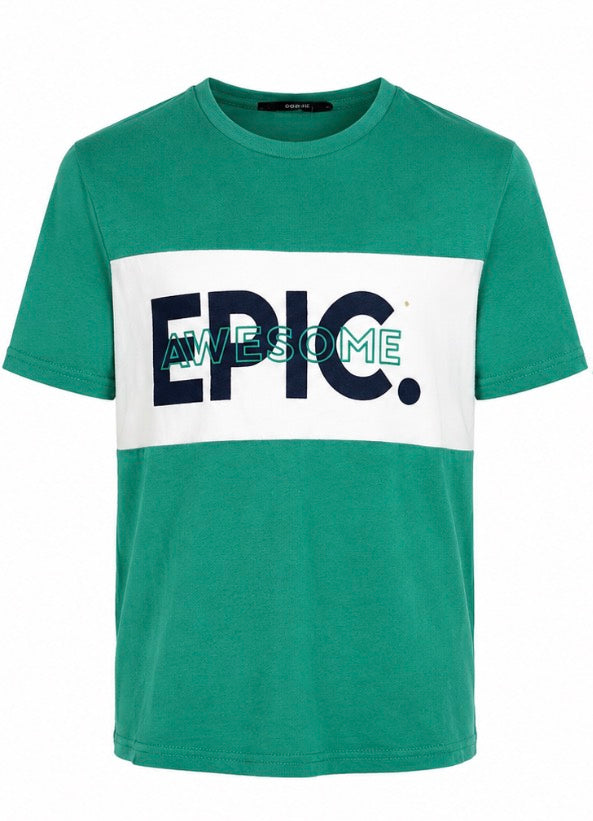 George “EPIC AWESOME” Green Colour Block T-Shirt