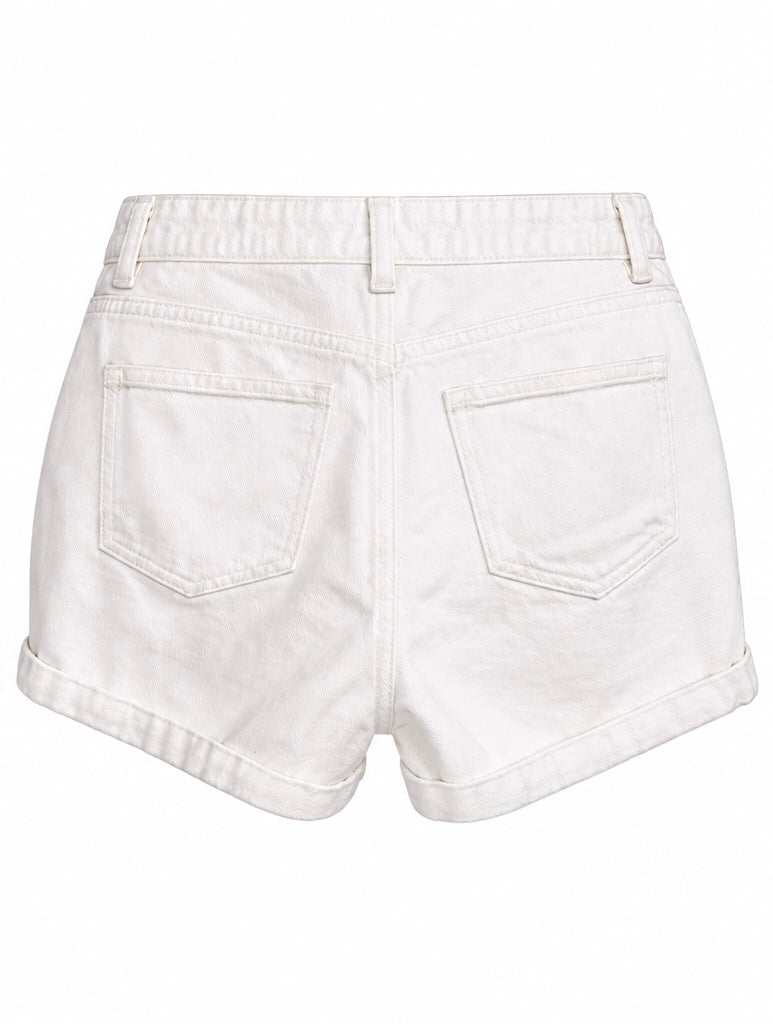 White Denim Cuffed Shorts