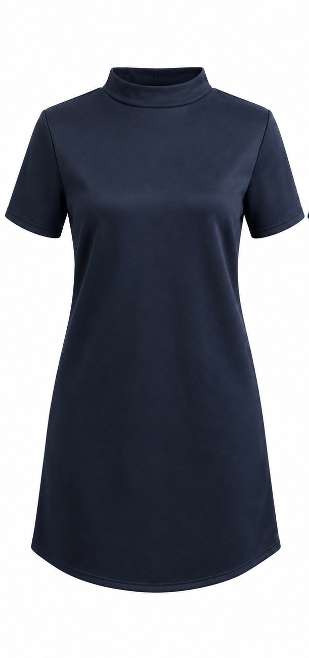Navy High Neck Mini Dress