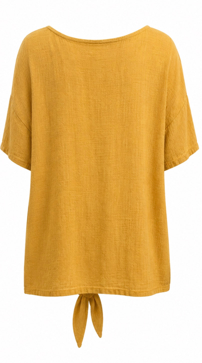 Mustard Tie Front Top