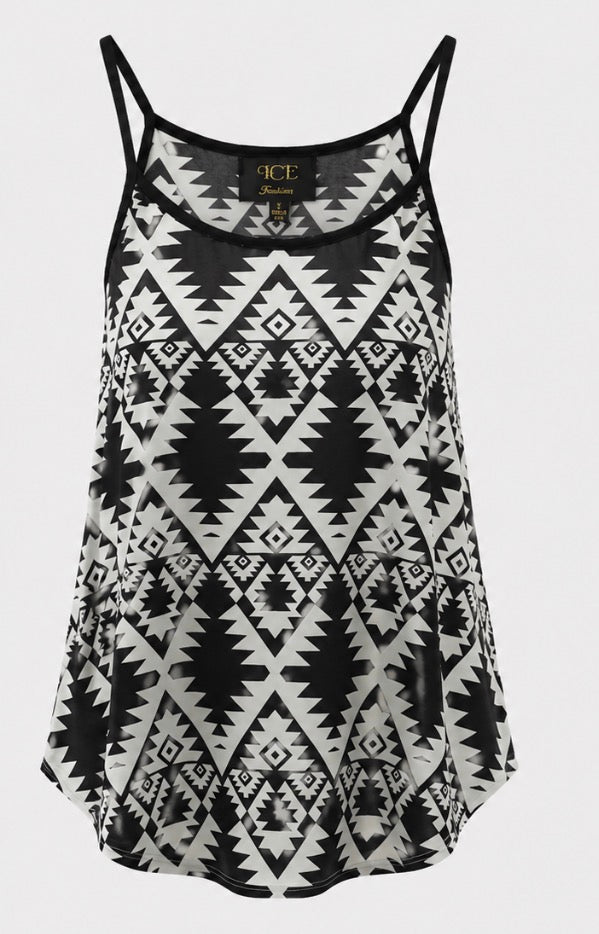 Black & White Geometric Singlet
