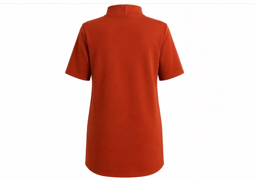 Burnt Orange High Neck Shift Dress
