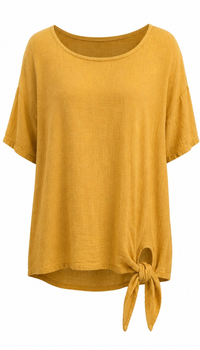 Mustard Tie Front Top
