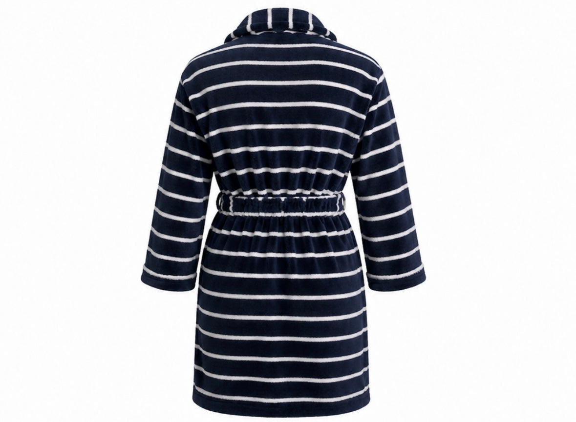 Navy & White Striped Dressing Gown