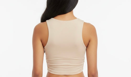 Beige Twist Front Crop Top