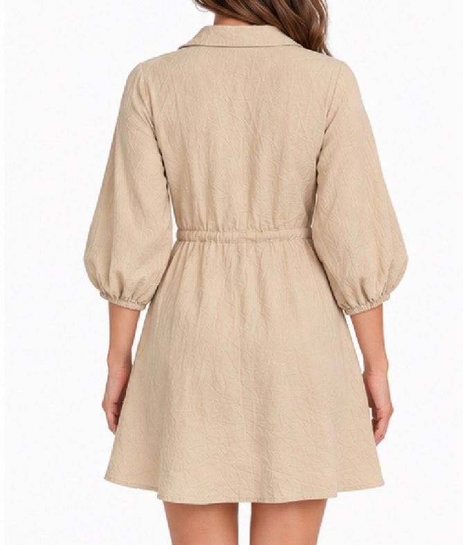 Beige Utility Shirt Dress