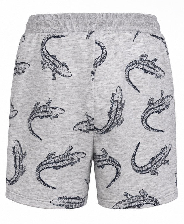 Grey Crocodile Print Kids Shorts