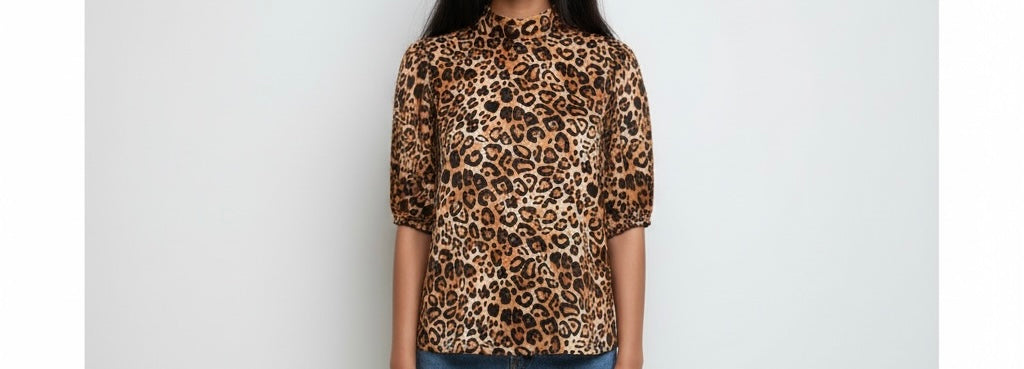 Leopard Print High Neck Blouse