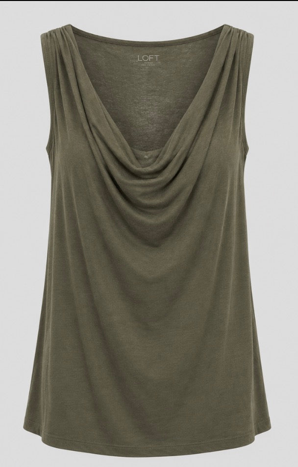 Green Draped Cowl Neck Top