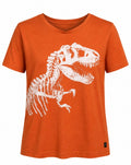 Orange Dinosaur Skeleton Graphic T-Shirt