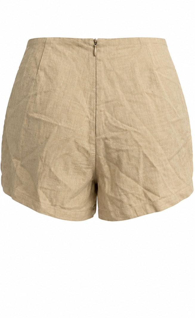 Ally Fashion Beige Lace Up Shorts