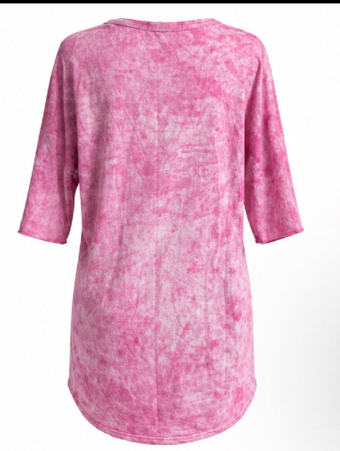 Pink Distressed Cut Out T Shirt Dress