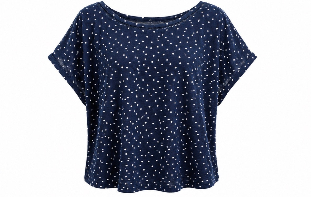 Navy Polka Dot Relaxed Fit Top