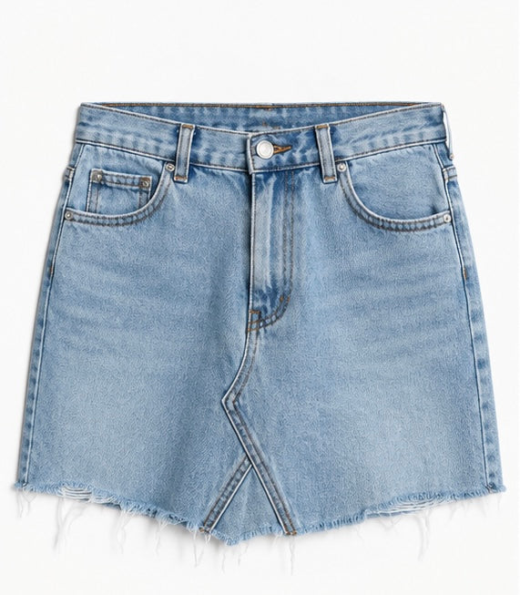 Glassons Light Wash Denim Mini Skirt