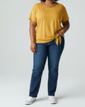 Mustard Tie Front Top