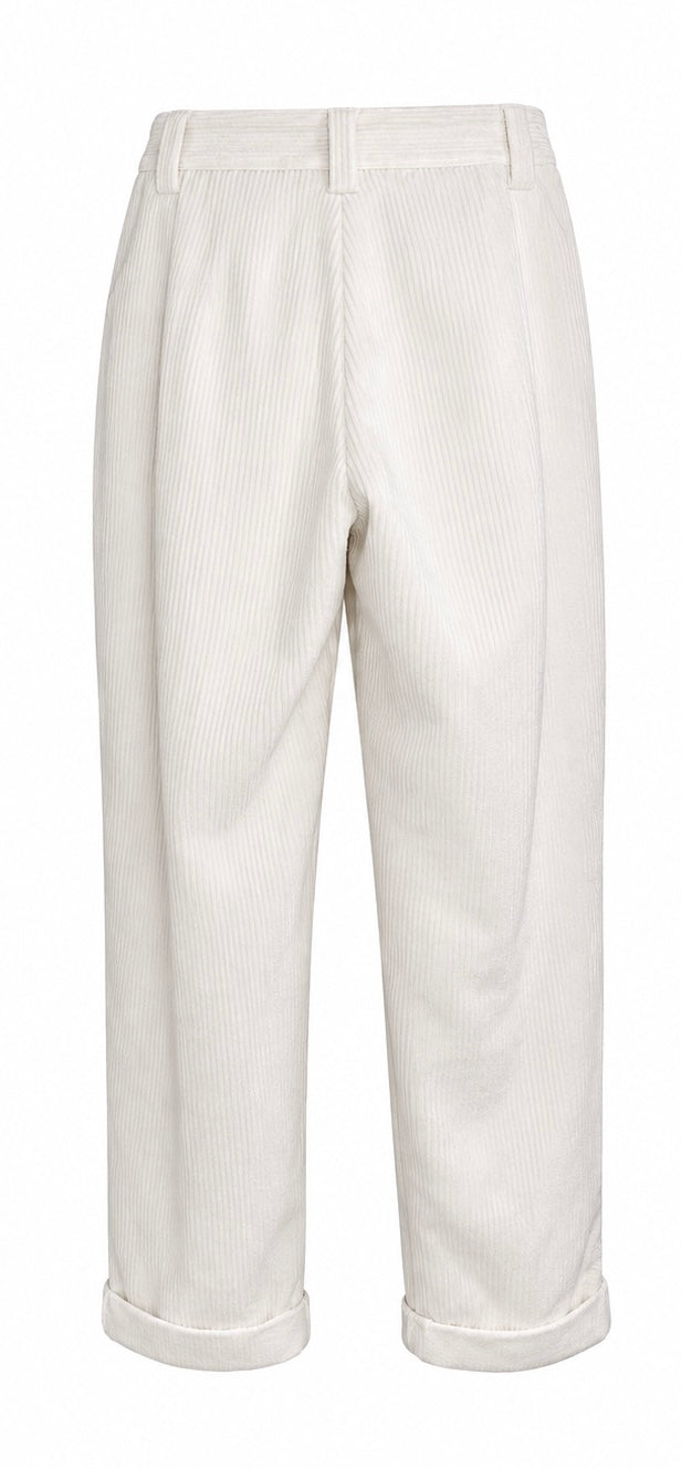White Corduroy Cuffed Pants