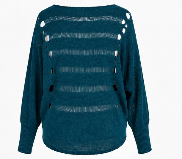 Teal Distressed Knit Jumper