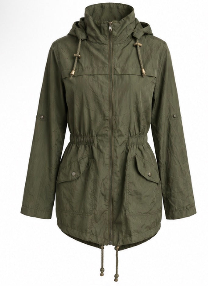Khaki Hooded Utility Jacket