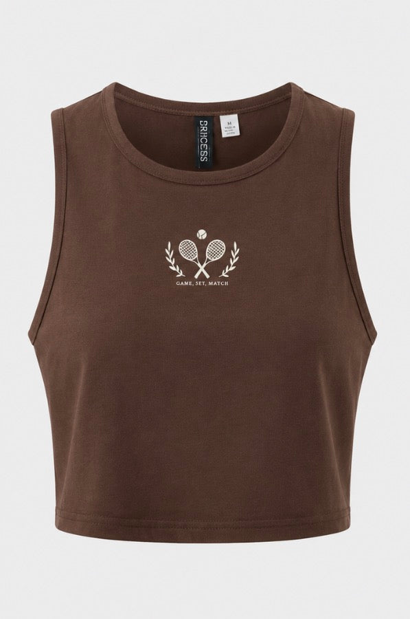 Divided Tennis Graphic Crop Tank