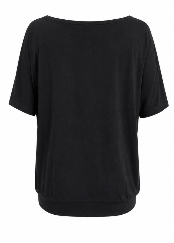Black Drawstring Hem Top