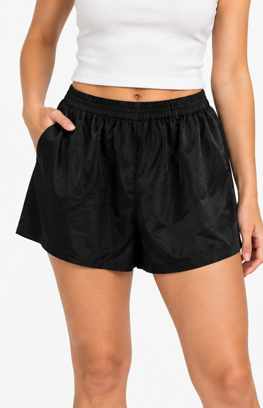 Black Satin Pyjama Shorts
