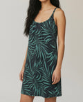 Blue Tropical Print Strappy Midi Dress