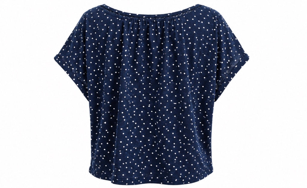 Navy Polka Dot Relaxed Fit Top