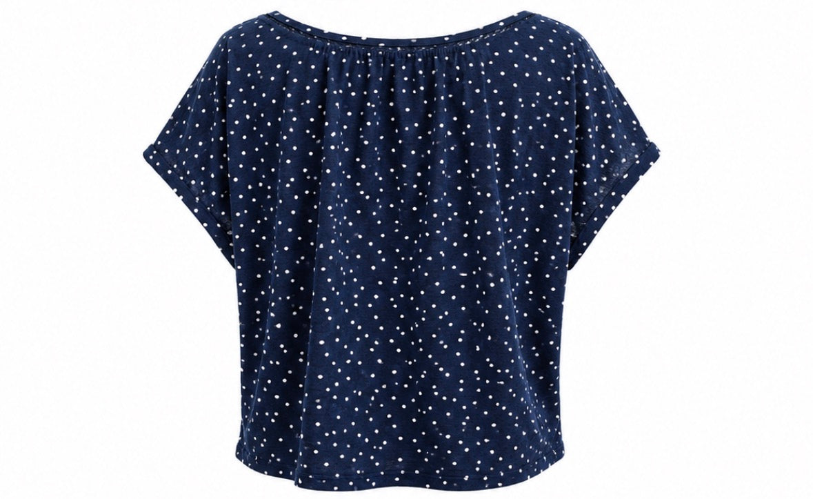 Navy Polka Dot Relaxed Fit Top