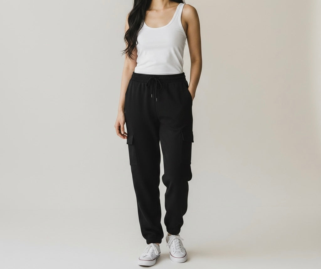 Black Cargo Jogger Pants