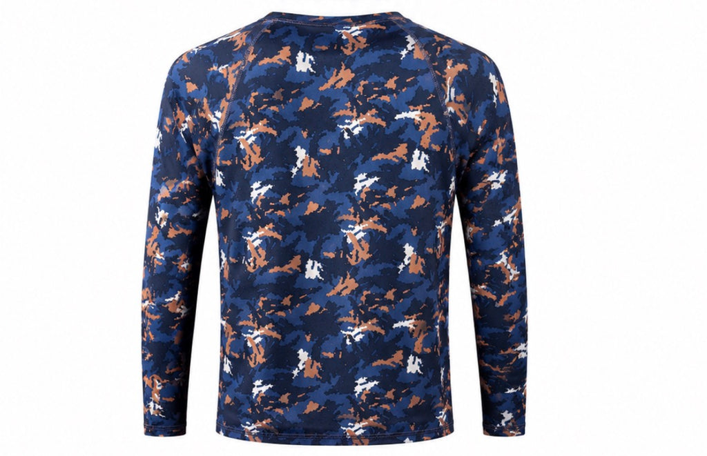 Navy Camo Print Long Sleeve Top