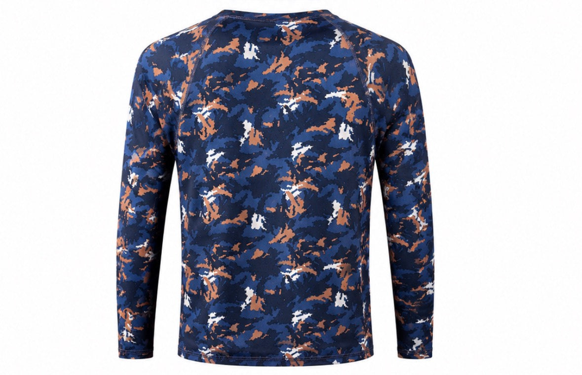 Navy Camo Print Long Sleeve Top