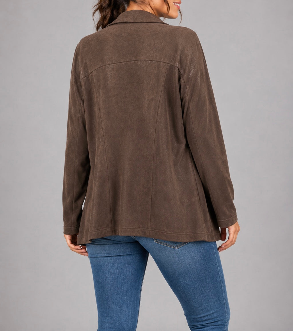 Faux Suede Waterfall Jacket