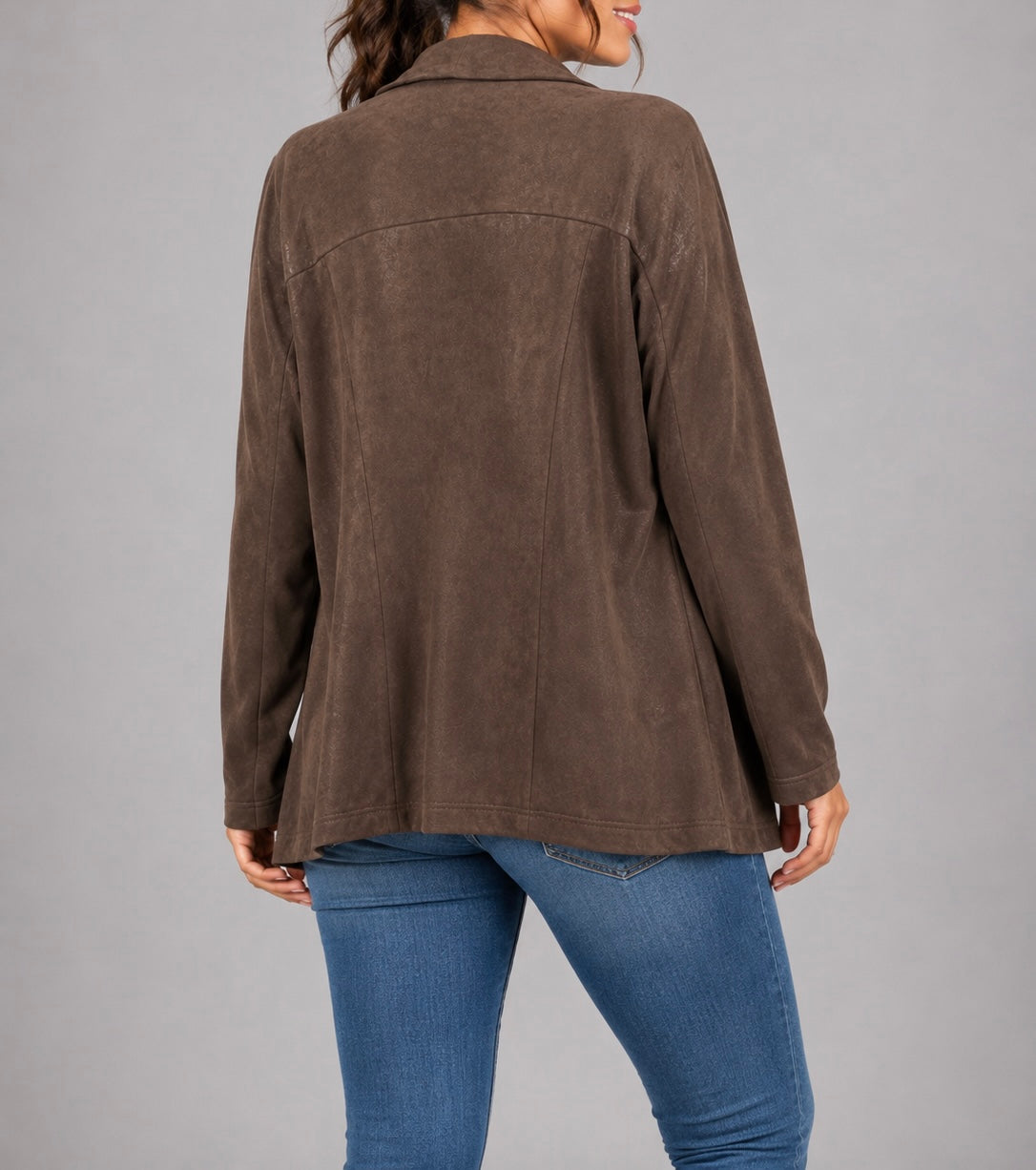 Faux Suede Waterfall Jacket