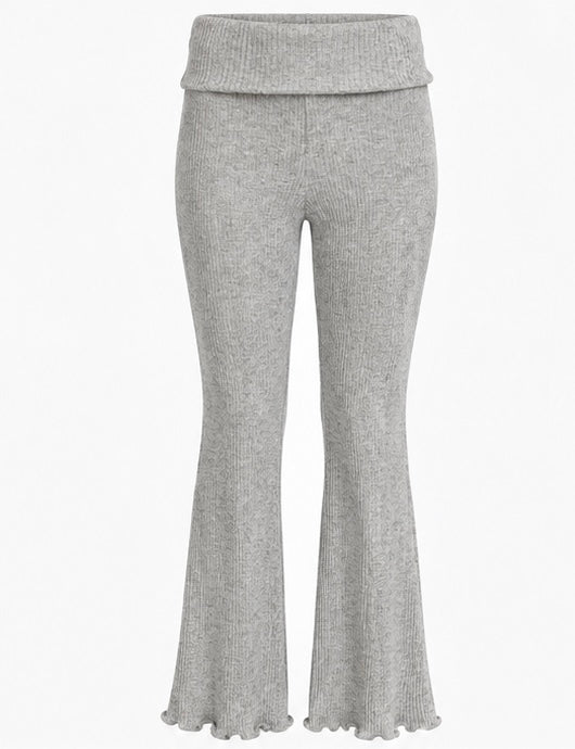 Grey Ribbed Flare Pants