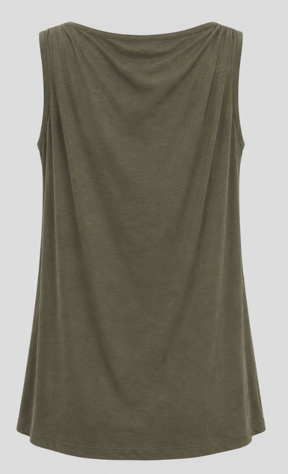 Green Draped Cowl Neck Top
