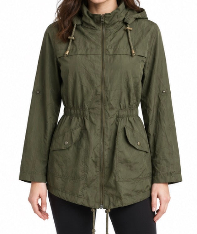 Khaki Hooded Utility Jacket
